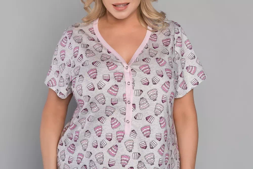 Dolce Italian Fashion Koszula nocna, do karmiernia, krótki rękaw - druk