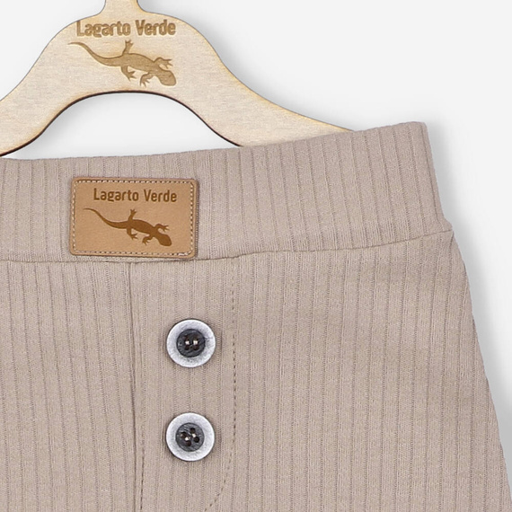 KAR-0001/KAW Spodnie z dzianiny prążkowej Lagarto Verde - beżowy