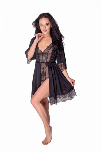6108 Fantasis Szlafrok peniuar Mewa czarny