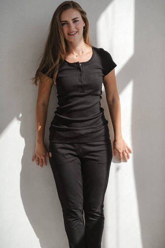 Tummy Bluzka ciążowa i do karmienia z krótkim rękawem Milk&Love czarny