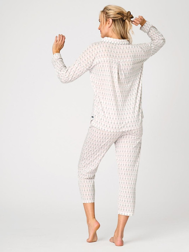 Piżama damska LNS 879 Key bawełniana beżowa guziki, komfortowa i elegancka