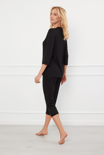 Puntini Piżama Damska 3/4 Italian Fashion - czarny