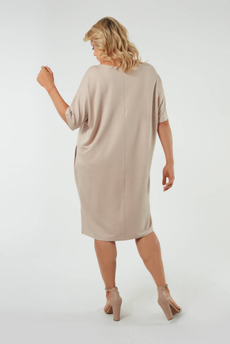 Soler tunika damska krótki rękaw Italian Fashion - beżowy