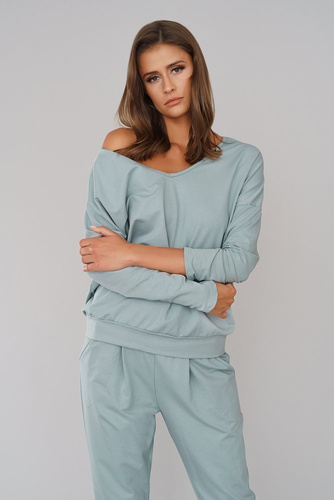 Karina Komplet Damski długi rękaw, spodnie Italian Fashion - pudrowy 