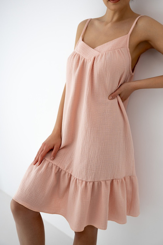 Koszula nocna Sabrina Sensis łososiowa muślin 100% bawełna lekka