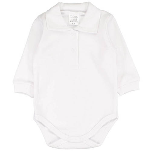 Body białe z kołnierzykiem długi rękaw dla chłopca