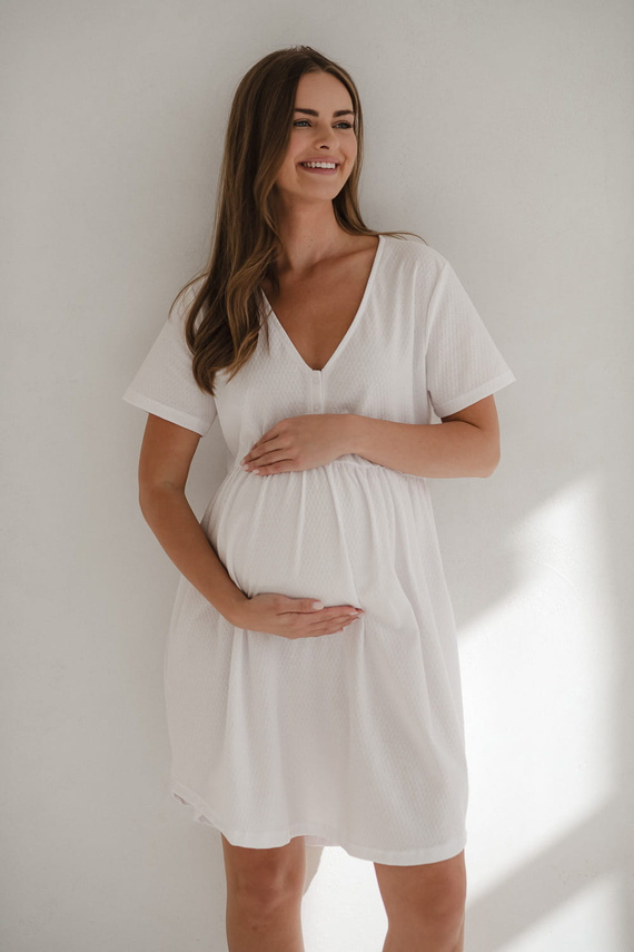 Aurora koszula nocna ciążowa i do karmienia Milk&Love biały