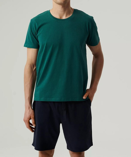 NMP-379  Piżama męska krótki rękaw, Atlantic-szmaragdowy granatowy