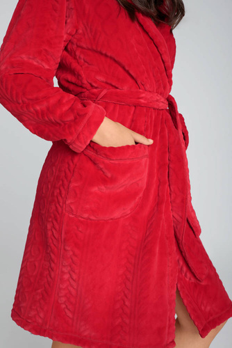 Zala Szlafrok damski polarowy Italian Fashion - czerwony