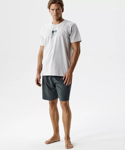 NMP-398 Letnia Piżama Męska 100% Bawełna Peach lawenda-grafit