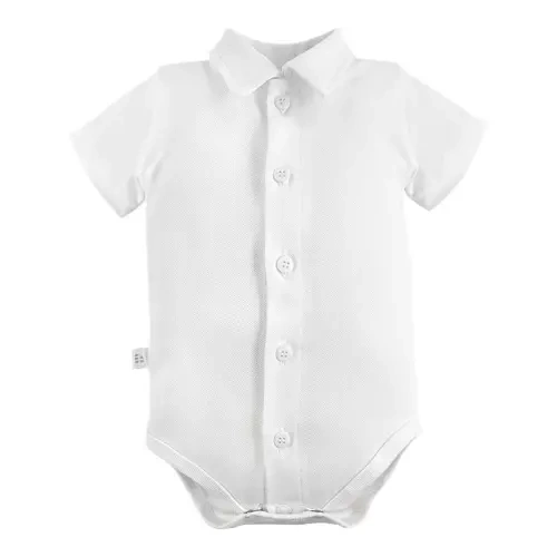 Ceremony Body z kołnierzykiem krótki rękaw Eevi - biały