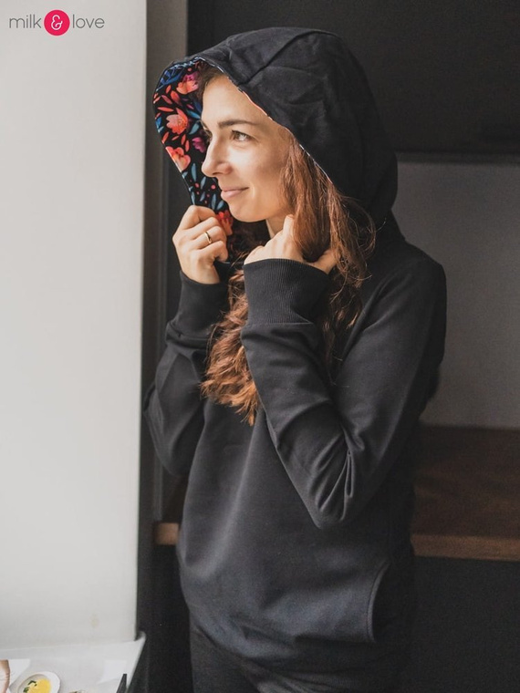 Milk Please bluza do karmienia Milk&Love z kapturem czarny
