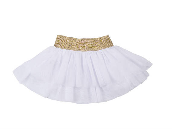 1826T Santa Spódniczka z tiulu ze złotą gumką Marija - biały