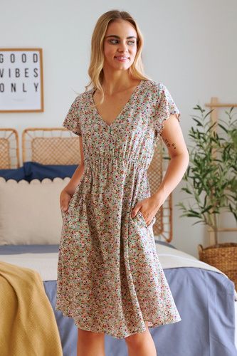 TW.5136 Koszula Nocna Doctor Nap - green flowers