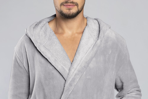 Mimas Szlafrok męski z kapturem Italian Fashion- szary