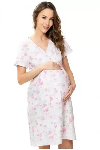 86563 Gia Koszula Nocna ciążowa i do karmienia Mewa różowy