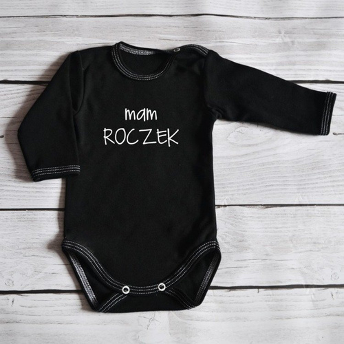 Body długi rękaw "Mam roczek" Moocha białe