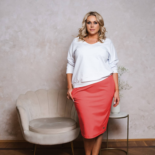 Karina spódnica damska midi Italian Fashion - koralowy