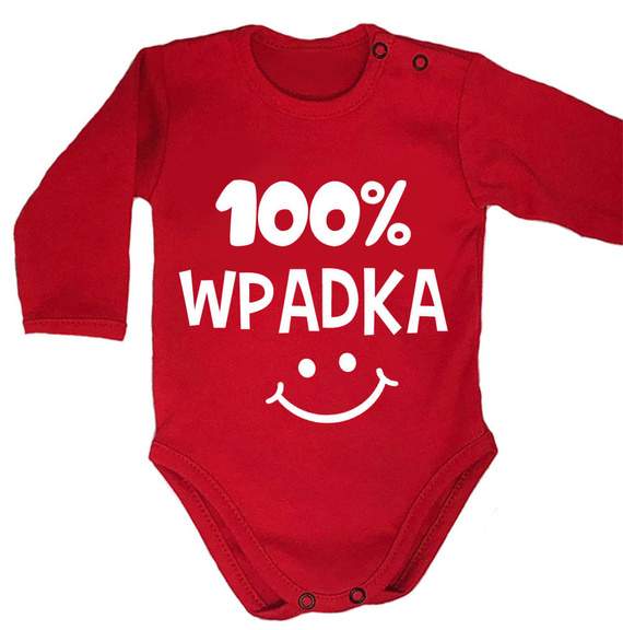 "100% WPADKA" Moocha body długi rękaw czerwony 