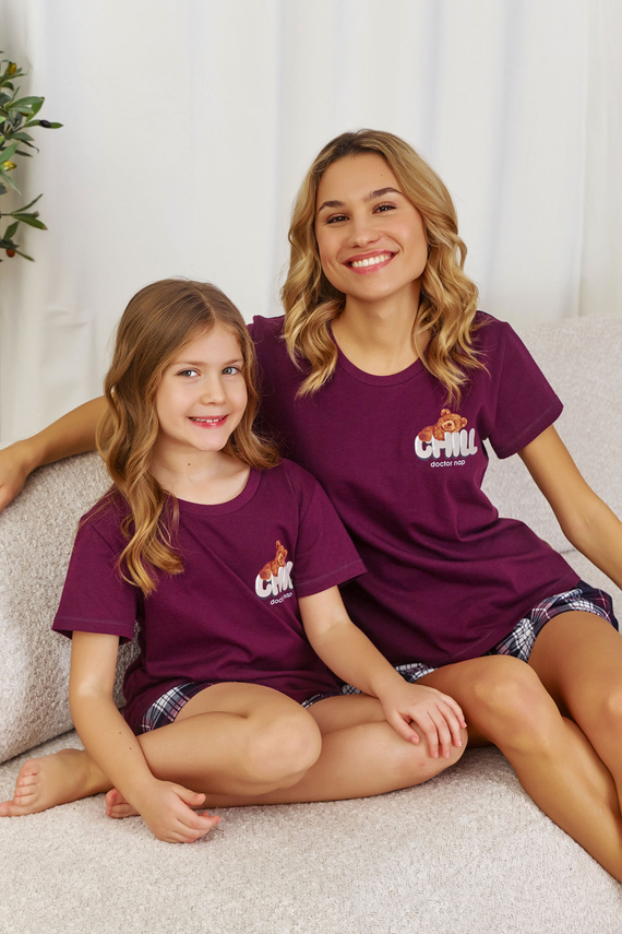 7200 "Chill" Piżama Damska Doctor Nap - burgundy