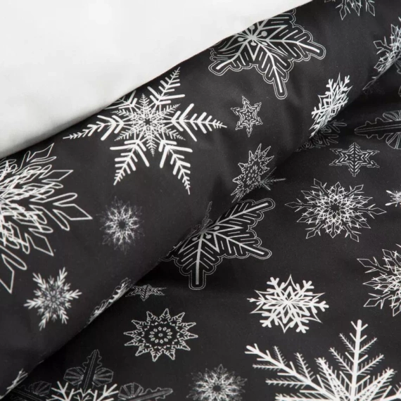 Isla Pościel świąteczna śnieżynki Eurofirany czarny/biały