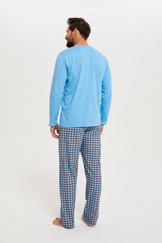 Jaromir Męska długi rękaw, długie spodnie Italian Fashion - niebieski/druk