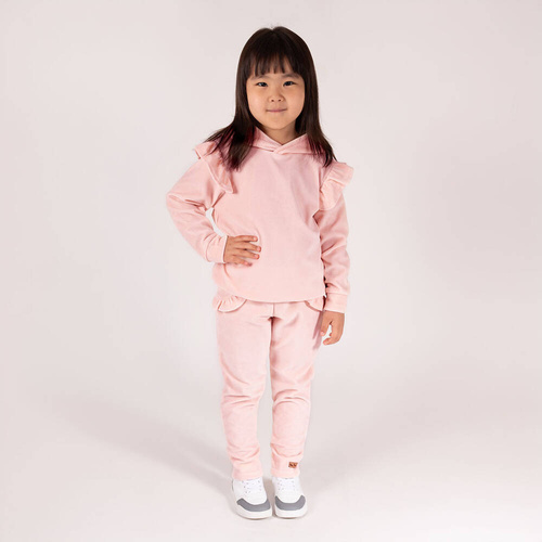 Komplet welurowy 169301 "Mix" bluza + spodnie Nicol - pudrowy róż