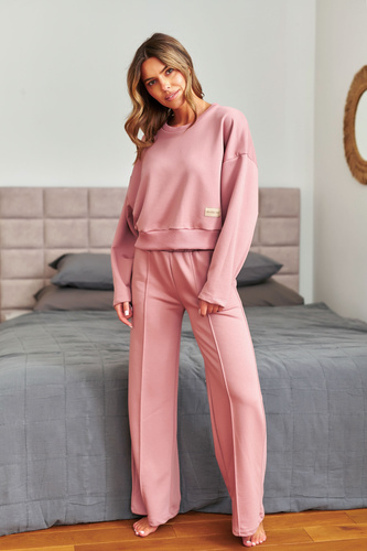 7360 Doctor Nap – Damski dres z bawełny z szerokimi spodniami | Polska produkcja - blush rose