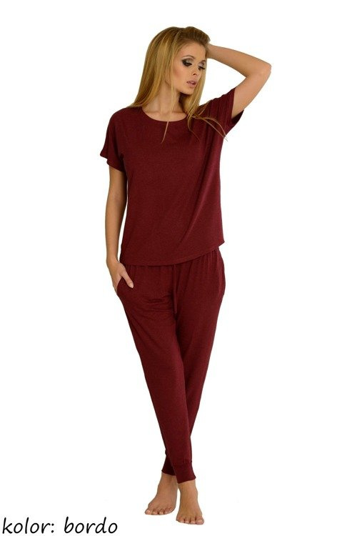 524 Paula Piżama Damska De Lafense - bordo