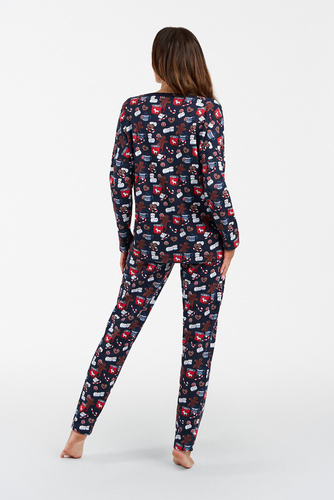 Cookies Piżama Damska długi rękaw i długie spodnie Italian Fashion - druk