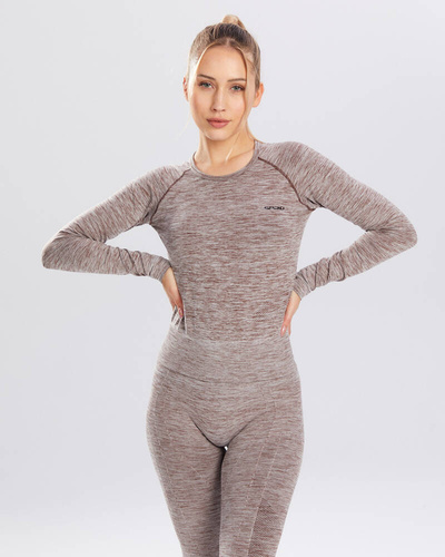 Melange Rashguard bluzka damska długi rękaw Spaio coffee