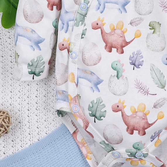 ABN-5561 Dino Explorer Body kopertowe Nini | Bawełna organiczna dla noworodka