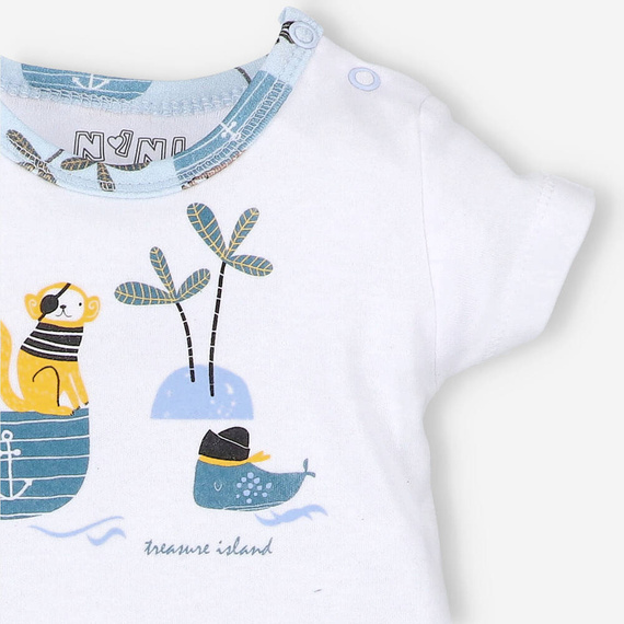 Piraci Rampers z bawełny organicznej Nini niebieski