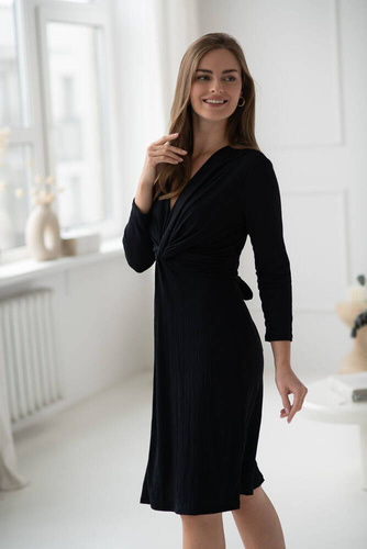 Loop Sukienka ciążowa i do karmienia rękaw 7/8 Milk&Love czarny