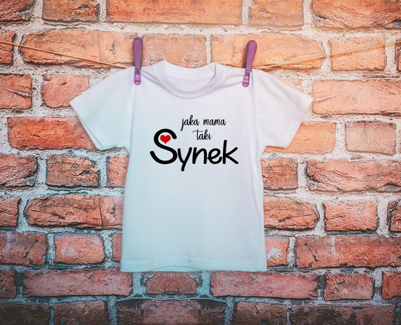 Koszulka dziecięca krótki rękaw "Jaka Mama taki Synek" Moocha czarny