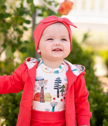 ABN-4057/KOR Kolorowy Las opaska dla dziewczynki z bawełny organicznej Nini malinowy