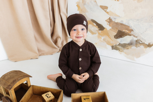 "Natural Waffel" Makoma Spodnie niemowlęce mocha