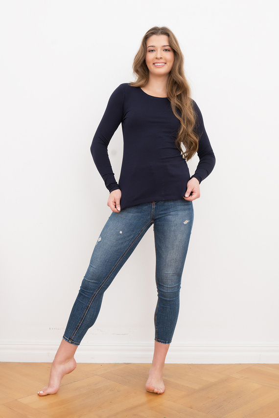 Ibiza Bluzka Damska długi rękaw Italian Fashion- granat