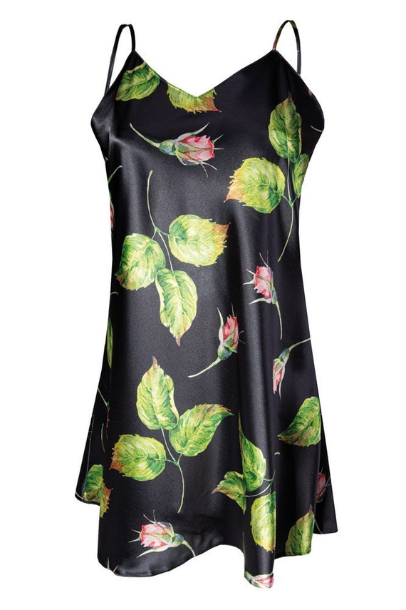 DK-HK Flowers Halka satynowa koszulka damska DKaren - 8 czarny