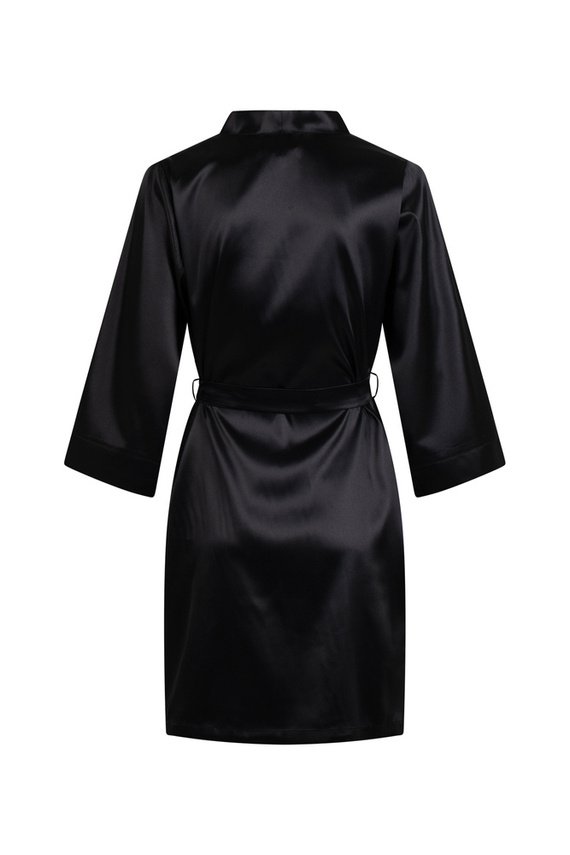 Vesna Szlafrok damski satynowy ByShelly - czarny