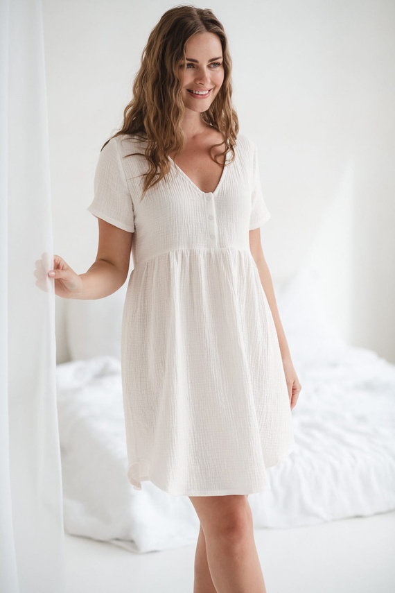 Aurora muślinowa koszula nocna ciążowa i do karmienia Milk&Love śmietankowy