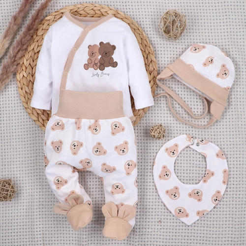 ABK-0048 Sweet Bears Komplet niemowlęcy z bawełny organicznej Nini