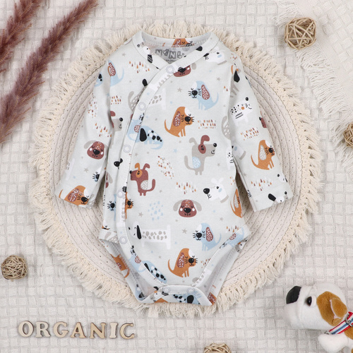 ABK-0028/PIE Psiaki Komplet niemowlęcy z bawełny organicznej Nini beżowy