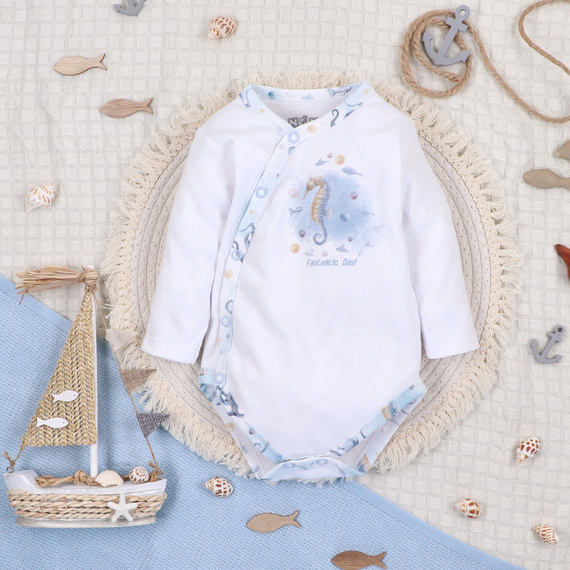 ABN-5442 Sea Of Joy Body kopertowe Nini biały - bawełna organiczna, dla niemowląt