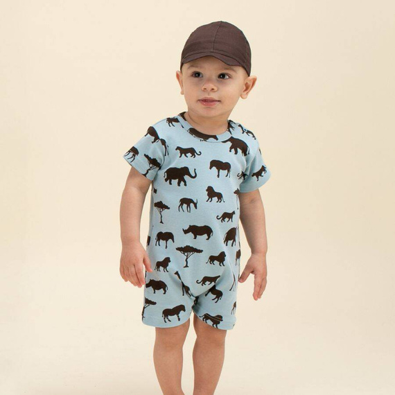 Safari Pinokio Rampers niemowlęcy - afryka niebieski