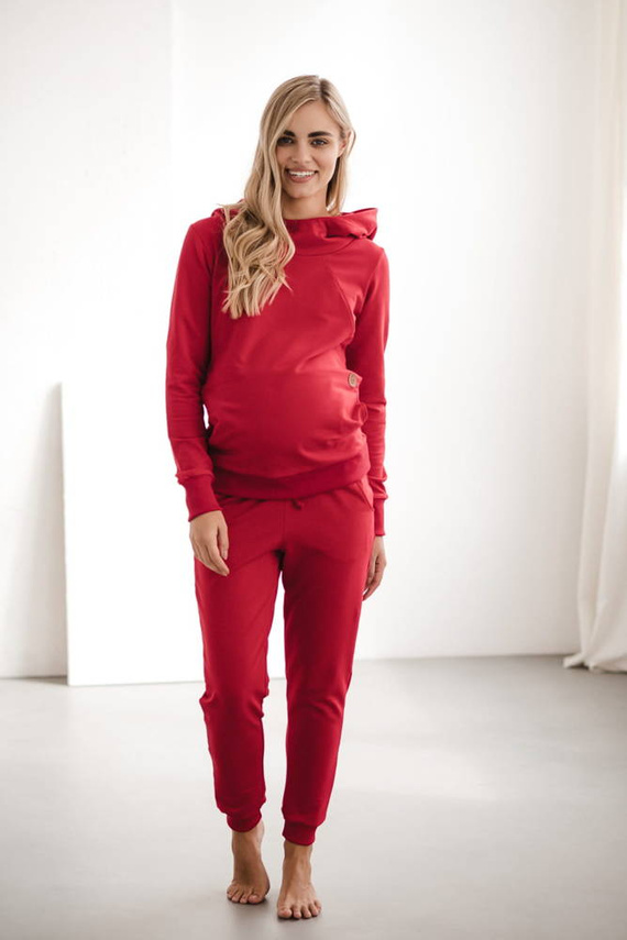 Spodnie Milk&Love dresowe ciążowe karminowa czerwień