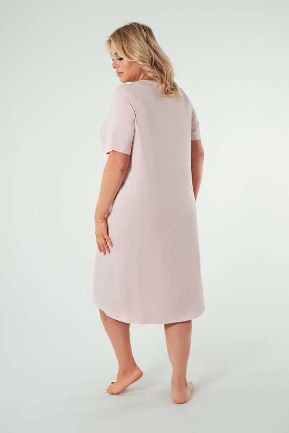 Puntini Damska koszula nocna, krótki rękaw Italian Fashion - pudrowy róż