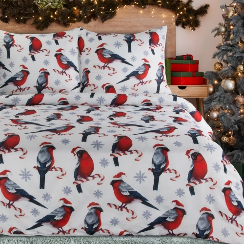 Melody Pościel świąteczna mikrowłókno Eurofirany czerwony zdobiona nadrukiem świątecznym