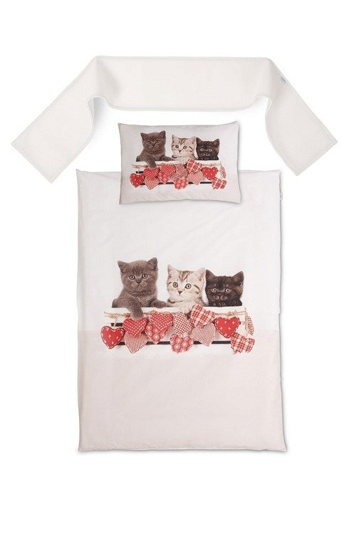 Pościel 3 częściowa z ochraniaczem "Happy" Matex kremowa hipopotamy słonie