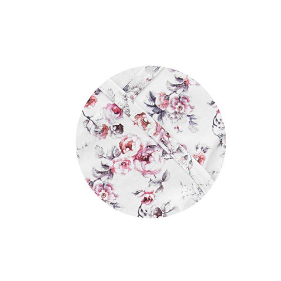 "Rose" Body rozpinane z długim rękawem dla dziewczynki Terjan - white rose